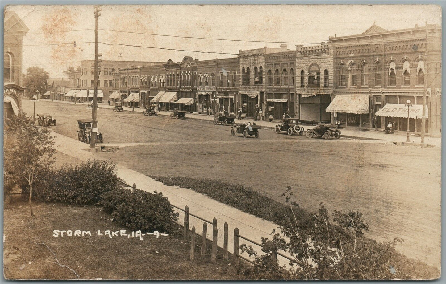 STORM LAKE IA STREET SCENE ANTIQUE REAL PHOTO POSTCARD RPPC