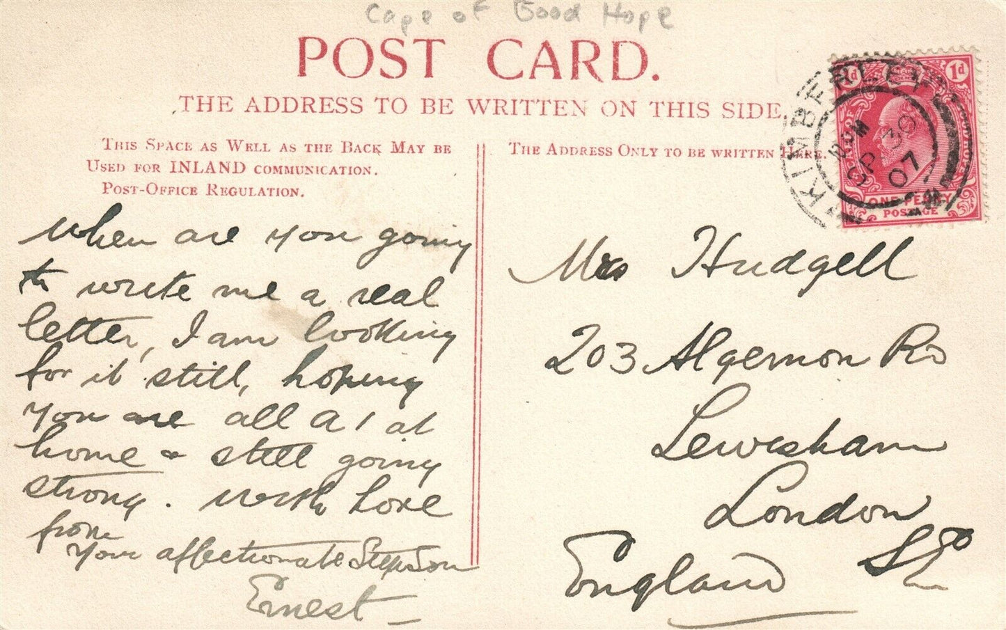 CAPE OF GOOD HOPE MAGERSFONTEIN BATTLEFIELD ANTIQUE POSTCARD w/ STAMP