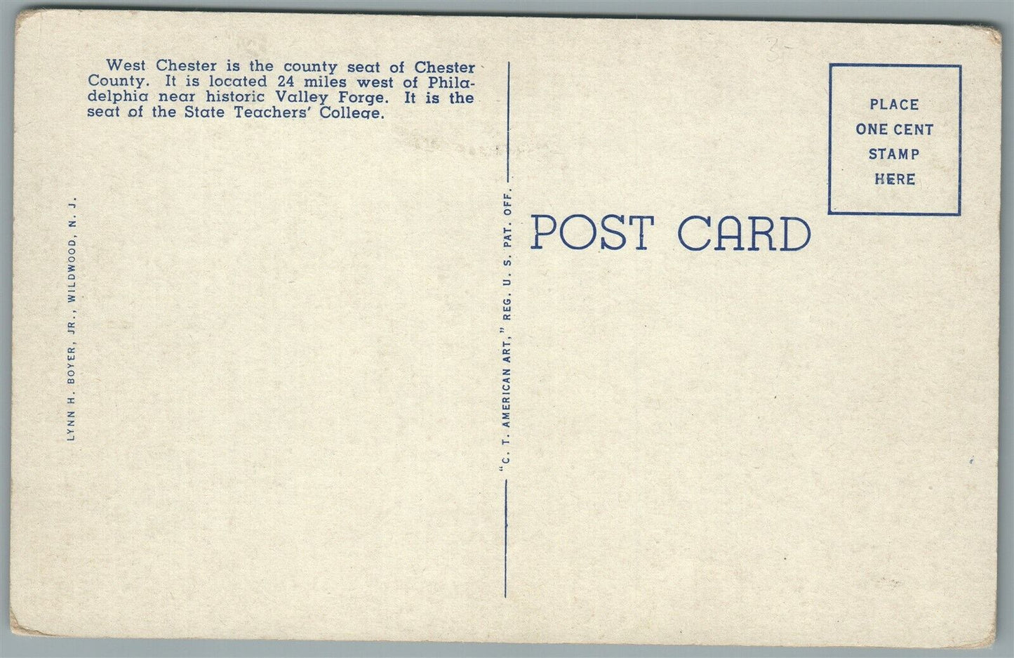 WEST CHESTER PA HOSPITAL ANTIQUE POSTCARD