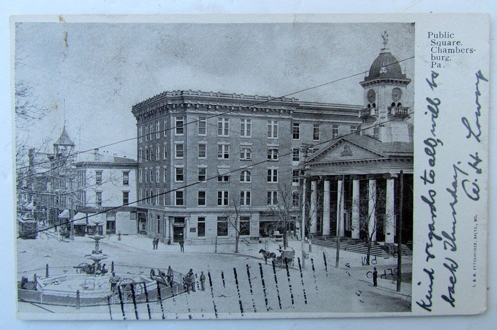 VINTAGE 1906 UNDIVIDED POSTCARD PUBLIC SQUARE CHAMBERSBURG PA