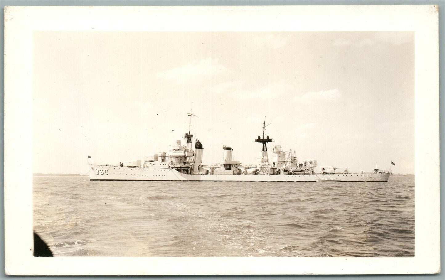 MILITARY SHIP USS PHELPS ANTIQUE REAL PHOTO POSTCARD RPPC