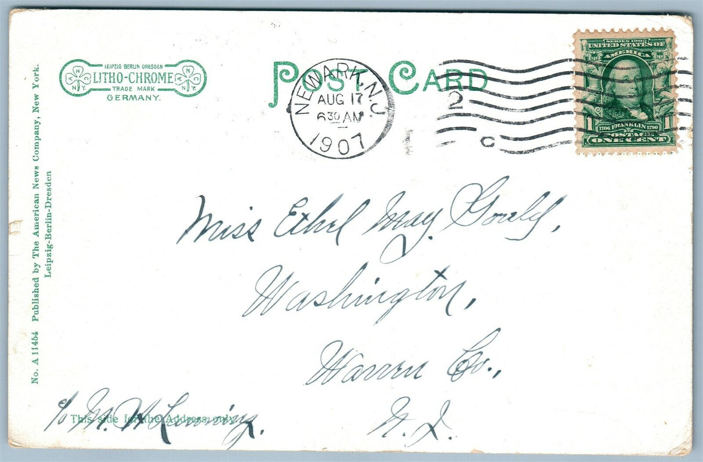 WASHINGTON NJ SILK MILLS 1907 ANTIQUE POSTCARD