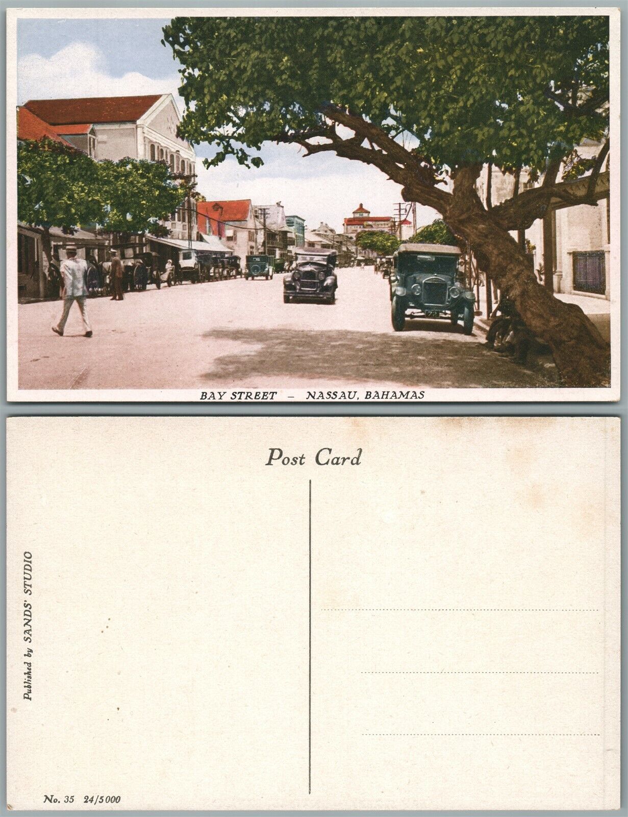 NASSAU BAHAMAS BAY STREET ANTIQUE POSTCARD