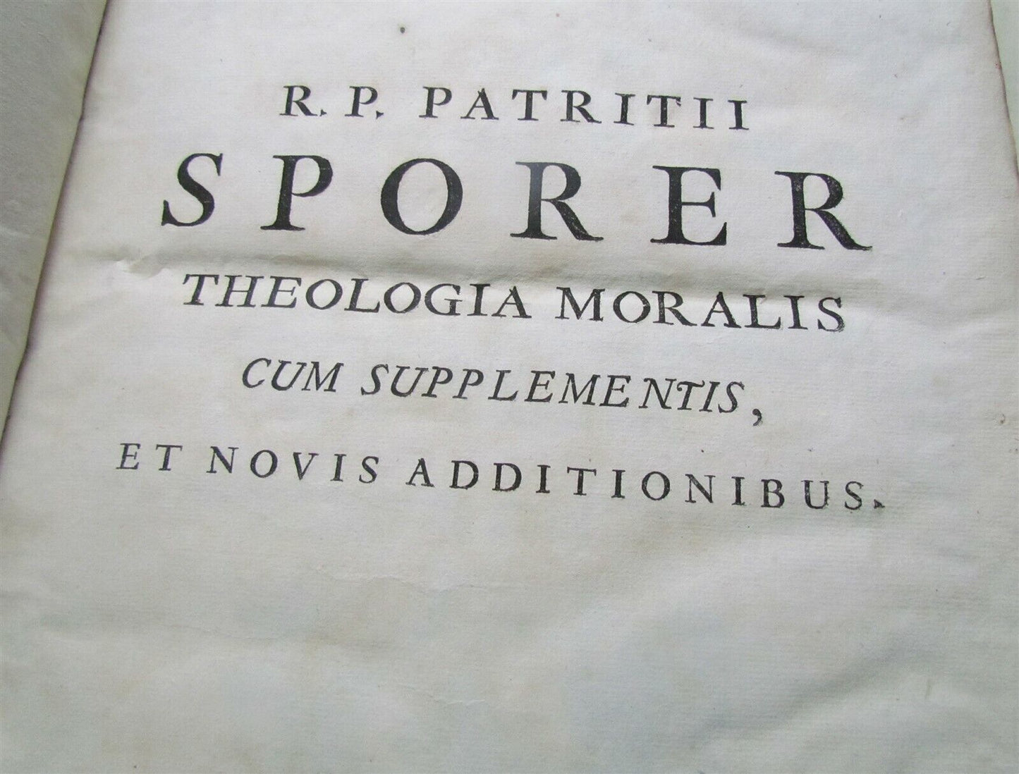 1731 VELLUM BINDING FOLIO PATRITII SPORER THELOLOGIA ANTIQUE