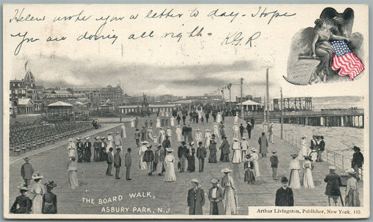 ASBURY PARK NJ BOARD WALK ANTIQUE POSTCARD
