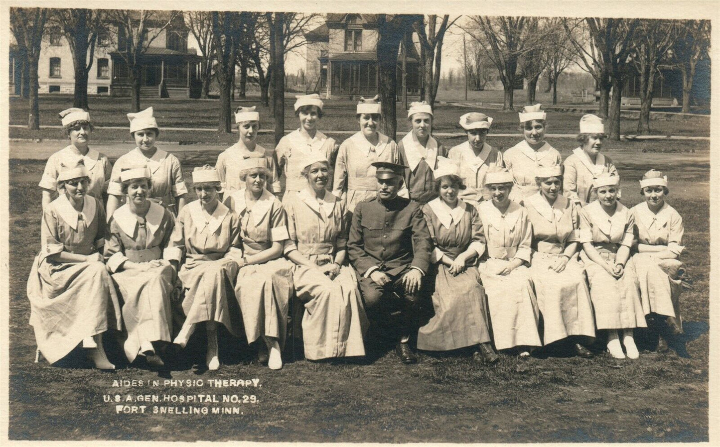 FT. SNELLING MN HOSPITAL PHYSICAL THERAPY AIDES ANTIQUE REAL PHOTO POSTCARD RPPC