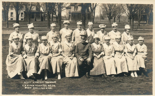 FT. SNELLING MN HOSPITAL PHYSICAL THERAPY AIDES ANTIQUE REAL PHOTO POSTCARD RPPC