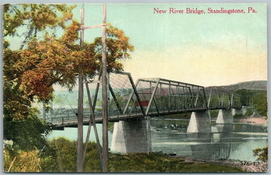 STANDINGSTONE PA NEW RIVER BRIDGE ANTIQUE POSTCARD