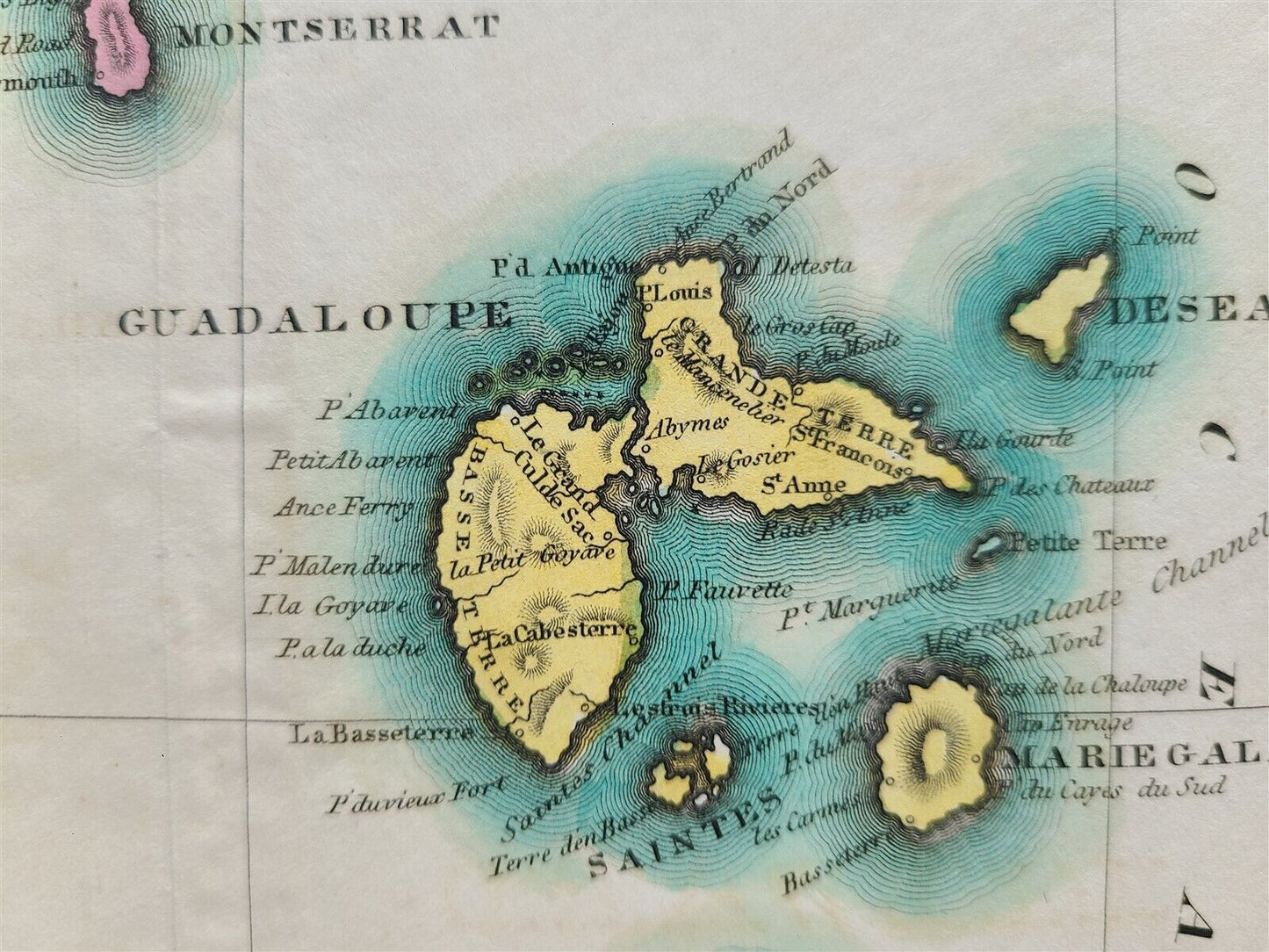 1822 MAP of LEEWARD ISLANDS GEOGRAPHICAL STATISTICAL HISTORICAL antique 17.5x22"