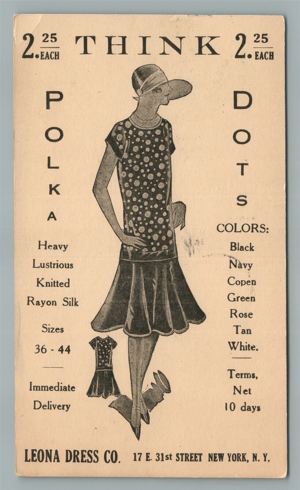NEW YORK NY LEONA DRESS CO. ADVERTISING ANTIQUE POSTCARD