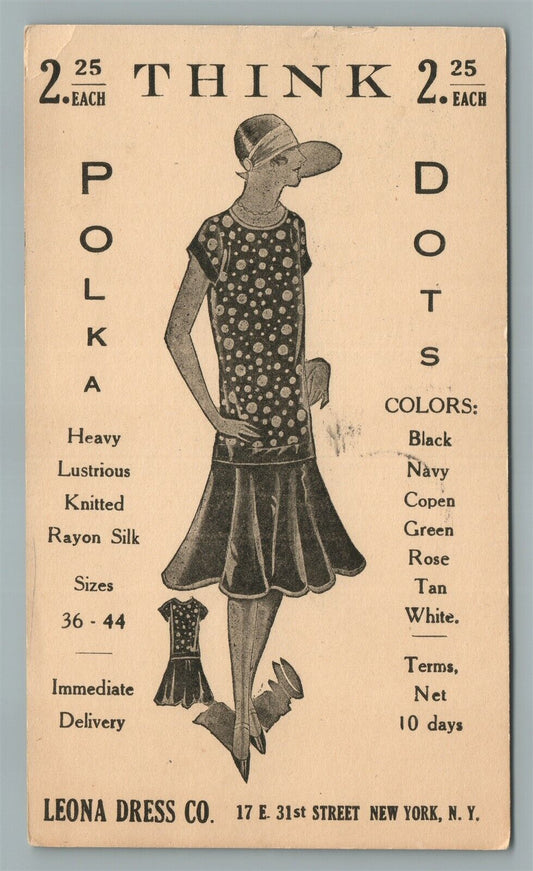 NEW YORK NY LEONA DRESS CO. ADVERTISING ANTIQUE POSTCARD