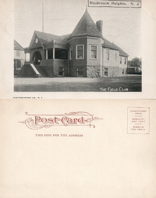 HASBROUCK HEIGHTS N.J. THE FIELD CLUB UNDIVIDED ANTIQUE POSTCARD