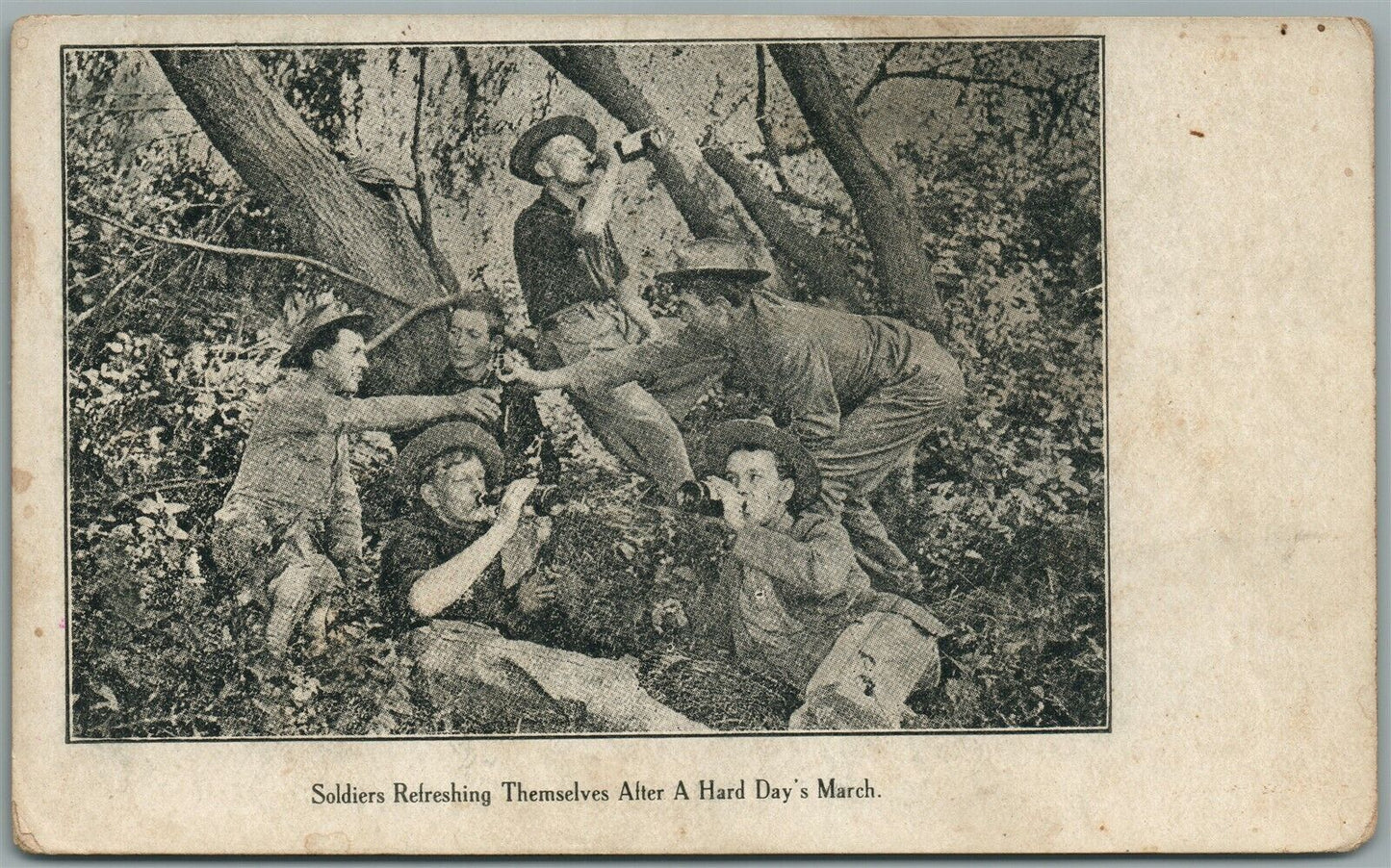 MEXICAN WAR SOLDIERS ANTIQUE POSTCARD