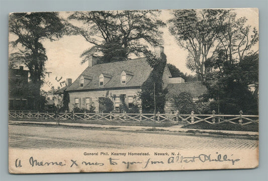 NEWARK NJ GENERAL PHIL. KEARNEY HOMESTEAD ANTIQUE POSTCARD