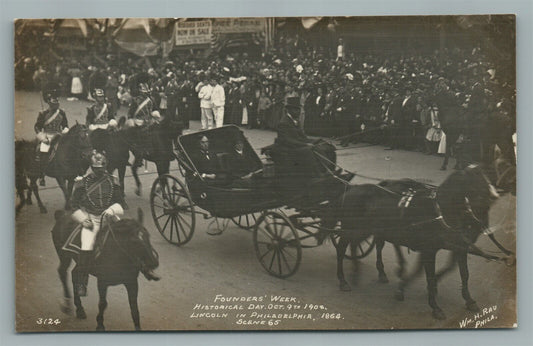 PHILADELPHIA PA HISTORICAL DAY 1908 ANTIQUE REAL PHOTO POSTCARD RPPC
