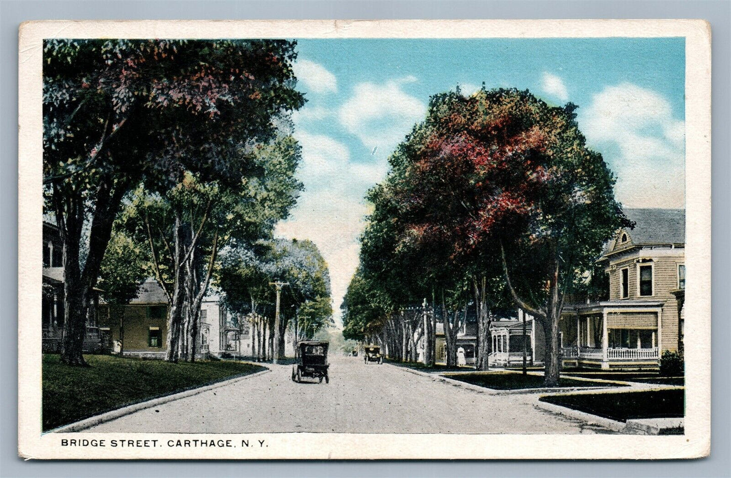 CARTHAGE NY BRIDGE STREET ANTIQUE POSTCARD