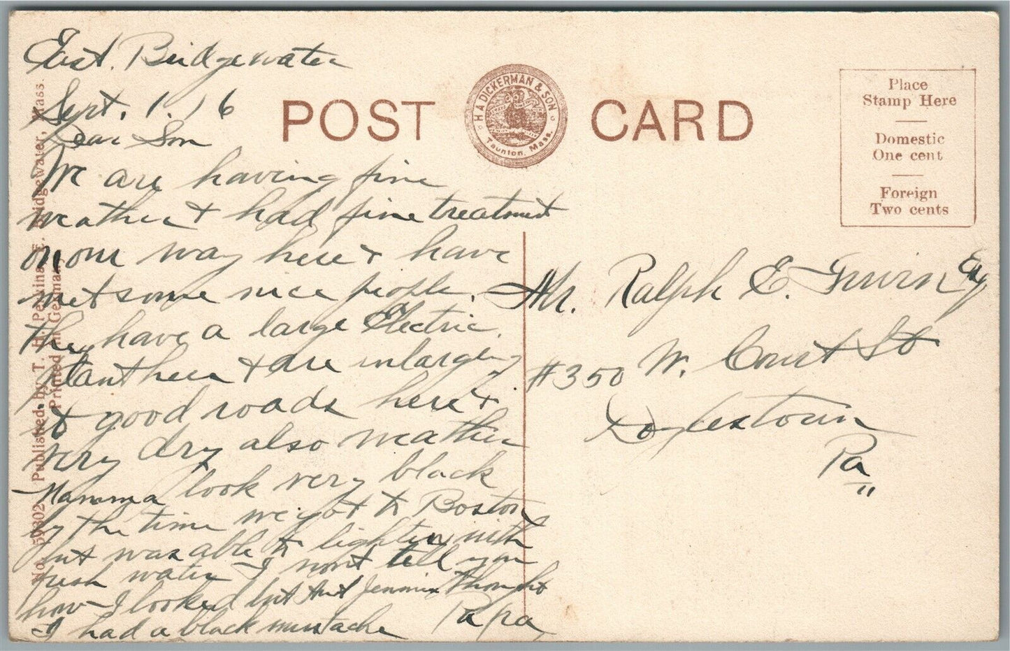 EAST BRIDGEWATER MA HIGH SCHOOL ANTIQUE POSTCARD