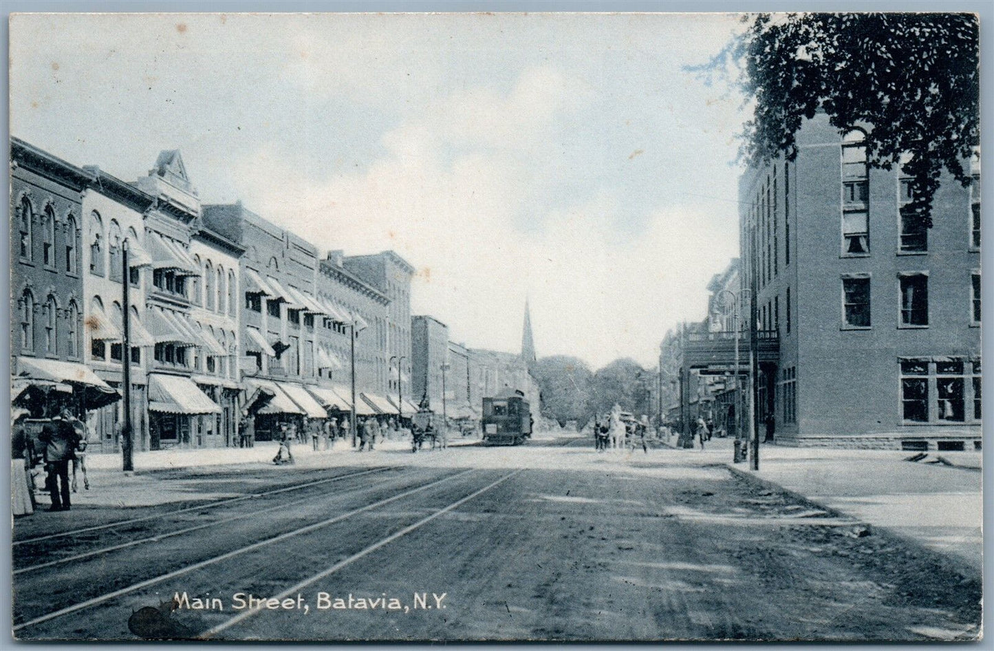 BATAVIA NY MAIN STREET 1906 ANTIQUE POSTCARD