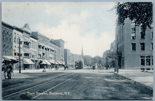BATAVIA NY MAIN STREET 1906 ANTIQUE POSTCARD