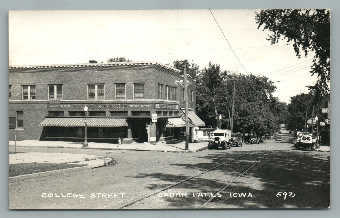 CEDAR FALLS IA COLLEGE STREET ANTIQUE REAL PHOTO POSTCARD RPPC