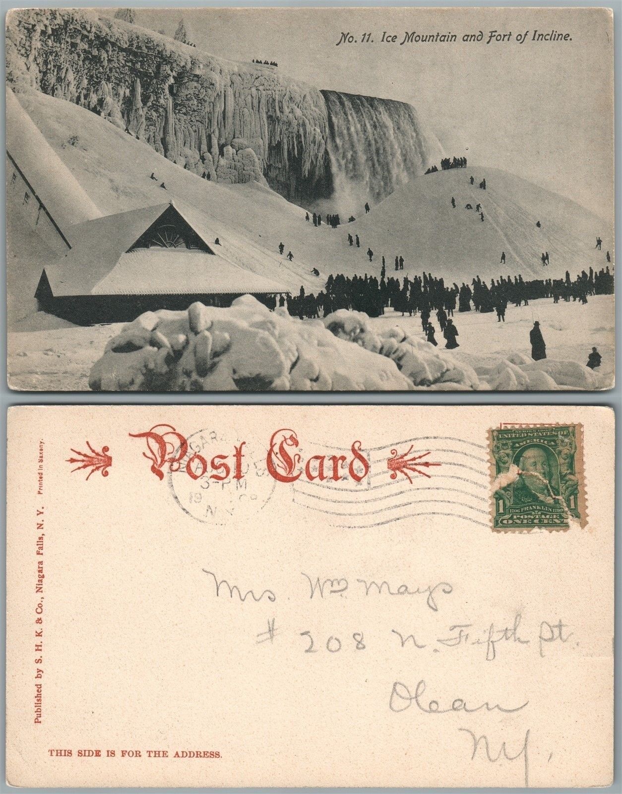ICE MOUNTAIN & FORT OF INCLINE UNDIVIDED ANTIQUE POSTCARD