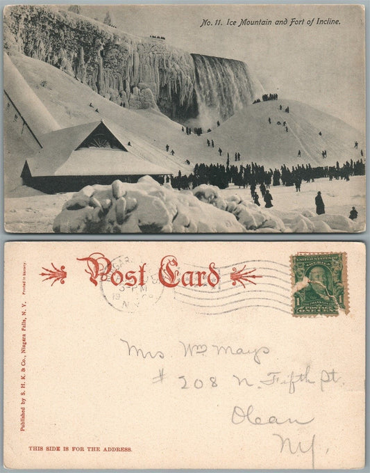ICE MOUNTAIN & FORT OF INCLINE UNDIVIDED ANTIQUE POSTCARD