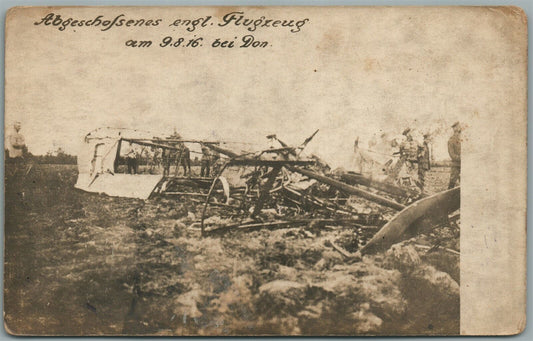 EARLY AVIATION 1916 AIRPLANE CRUSH GERMAN ANTIQUE REAL PHOTO POSTCARD