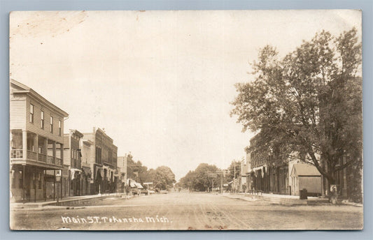 TEKONSHA MI MAIN STREET ANTIQUE REAL PHOTO POSTCARD RPPC