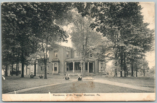 MONTROSE PA RESIDENCE OF DR. TORREY 1910 ANTIQUE POSTCARD