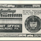 RAILROAD PA POST OFFICE VINTAGE POSTCARD