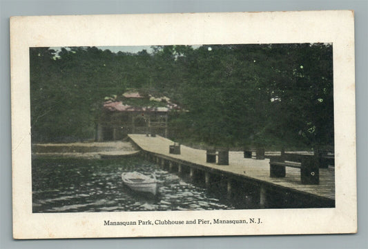 MATASQUAN NJ PARK CLUBHOUSE & PIER ANTIQUE POSTCARD