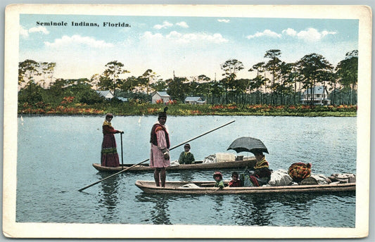 SEMINOLE INDIANS FLORIDA ANTIQUE POSTCARD