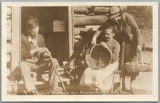 TRYON NC CRAFT WORKERS in THEIR MOUNTAIN HOME VINTAGE REAL PHOTO POSTCARD RPPC