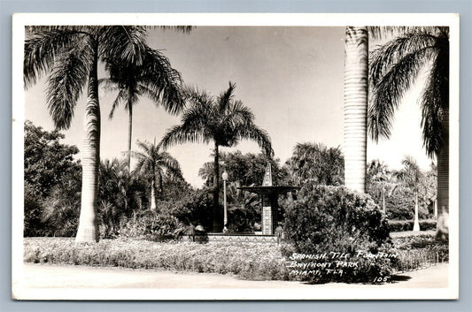 MIAMI FL BAYFRONT PARK FOUNTAIN VINTAGE REAL PHOTO POSTCARD RPPC