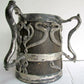 UNIQUE ANTIQUE TROPHY 3 HANDLES WOOD & SILVERPLATED VESSEL w/ SERPENTS DESIGN