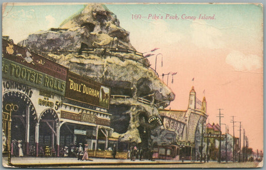 CONEY ISLAND BROOKLYN NY PIKE'S PEAK ANTIQUE POSTCARD