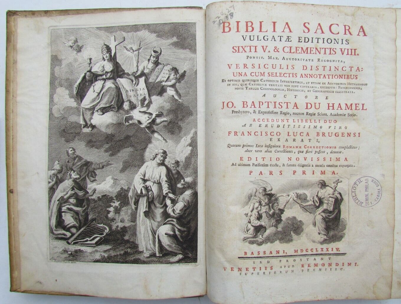 1774 HOLY BIBLE in LATIN BIBLIA SACRA ANTIQUE VELLUM BOUND FOLIO 2 VOLUMES