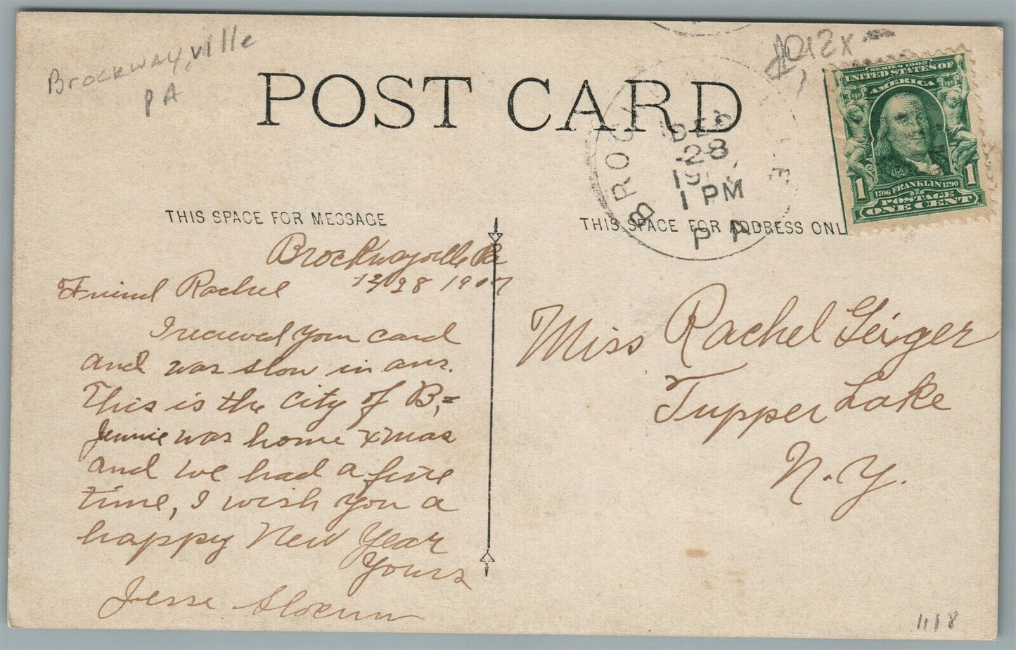 BROCKWAYVILLE PA BIRDS EYE VIEW ANTIQUE REAL PHOTO POSTCARD RPPC