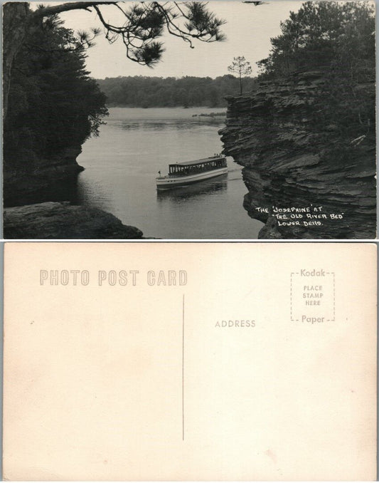 JOSEPHINE OLD RIVER BED LOWER DELLS WISCONSIN VINTAGE REAL PHOTO POSTCARD RPPC