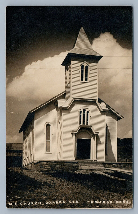 WARREN CENTER BRADFORD COUNTY PA ME CHURCH ANTIQUE REAL PHOTO POSTCARD RPPC