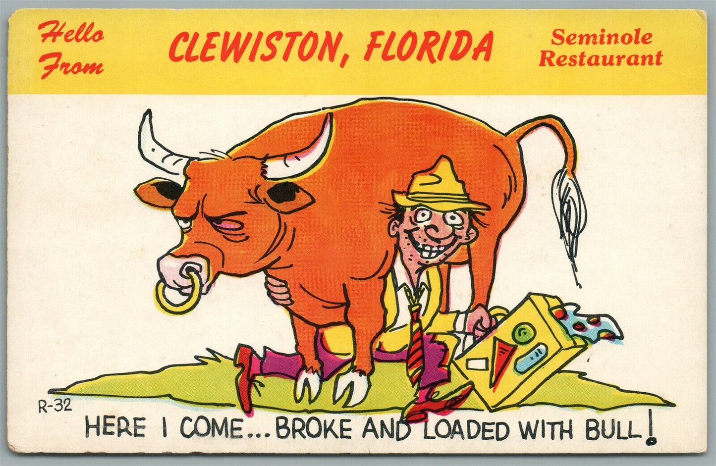 CLEWISTON FL SEMINOLE INDIAN RESTAURANT VINTAGE POSTCARD