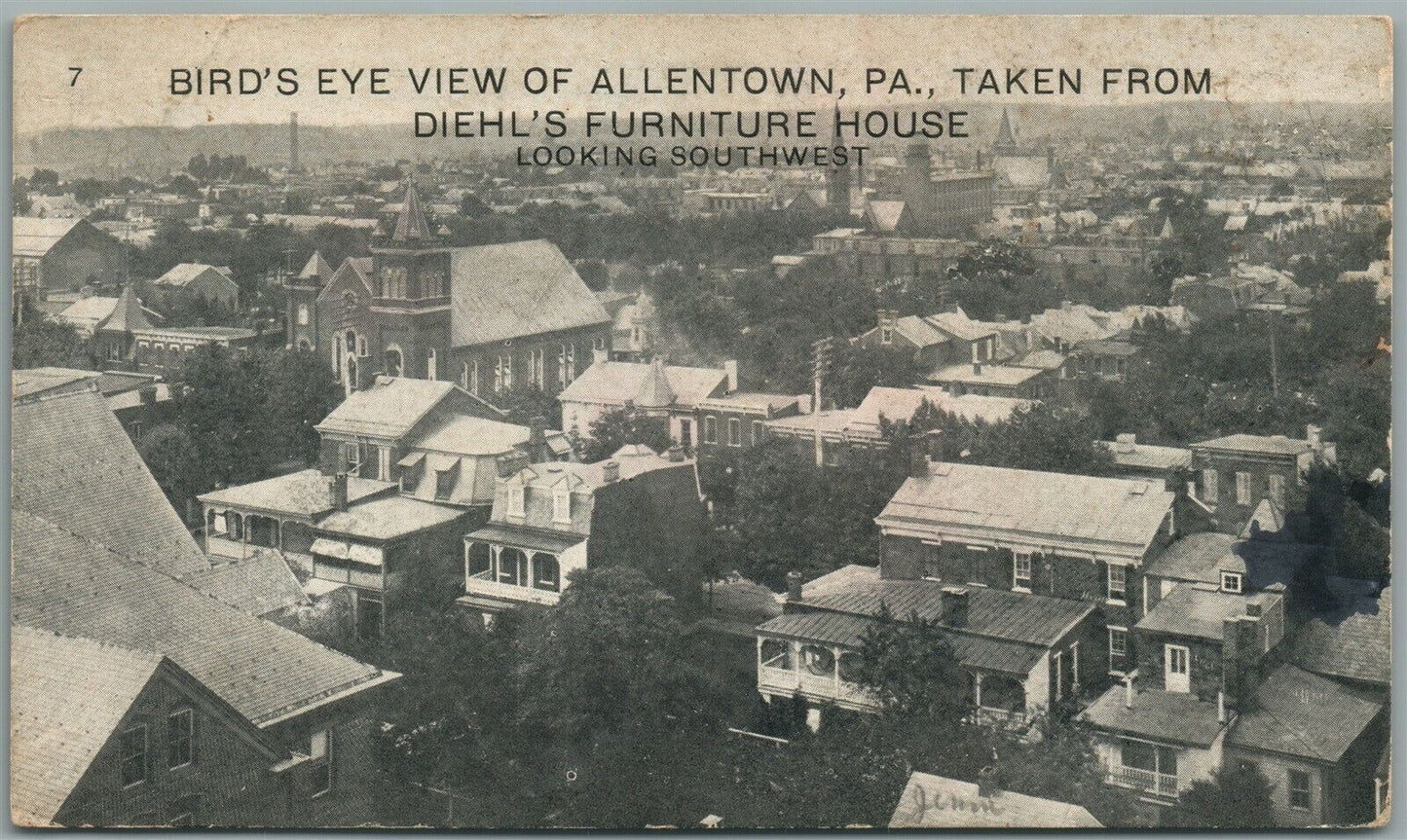 ALLENTOWN PA VIEW FROM DIEHL'S FURNITURE HOUSE ANTIQUE POSTCARD