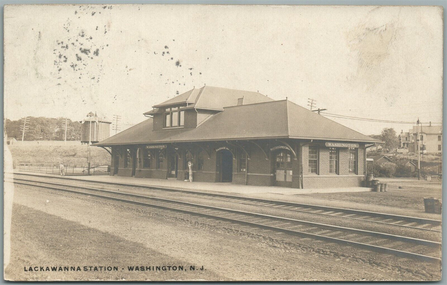 WASHINGTON NJ RAILROAD STATION RAILWAY DEPOT ANTIQUE REAL PHOTO POSTCARD RPPC