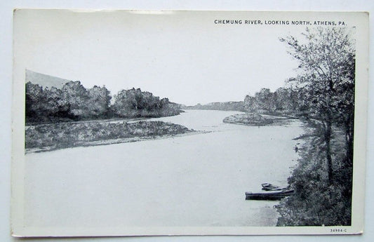 ANTIQUE POSTCARD CHEMUNG RIVER LOOKING NORTH ATHENS PA
