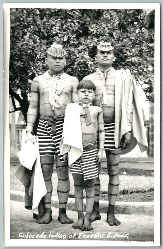 COLORADO INDIANS OF EQUADOR TSACHILA VINTAGE REAL PHOTO POSTCARD RPPC