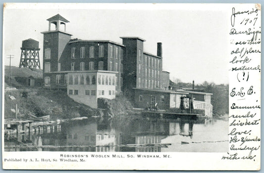 SO. WINDHAM ME ROBINSON'S WOOLEN MILL ANTIQUE POSTCARD