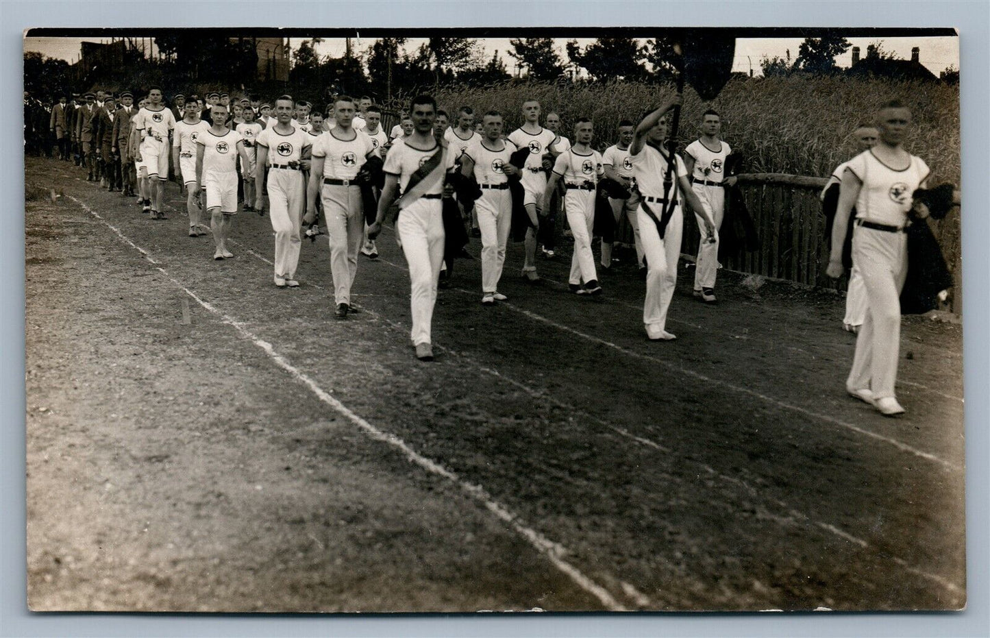 ATHLETS SPORT PARADE ANTIQUE REAL PHOTO POSTCARD RPPC