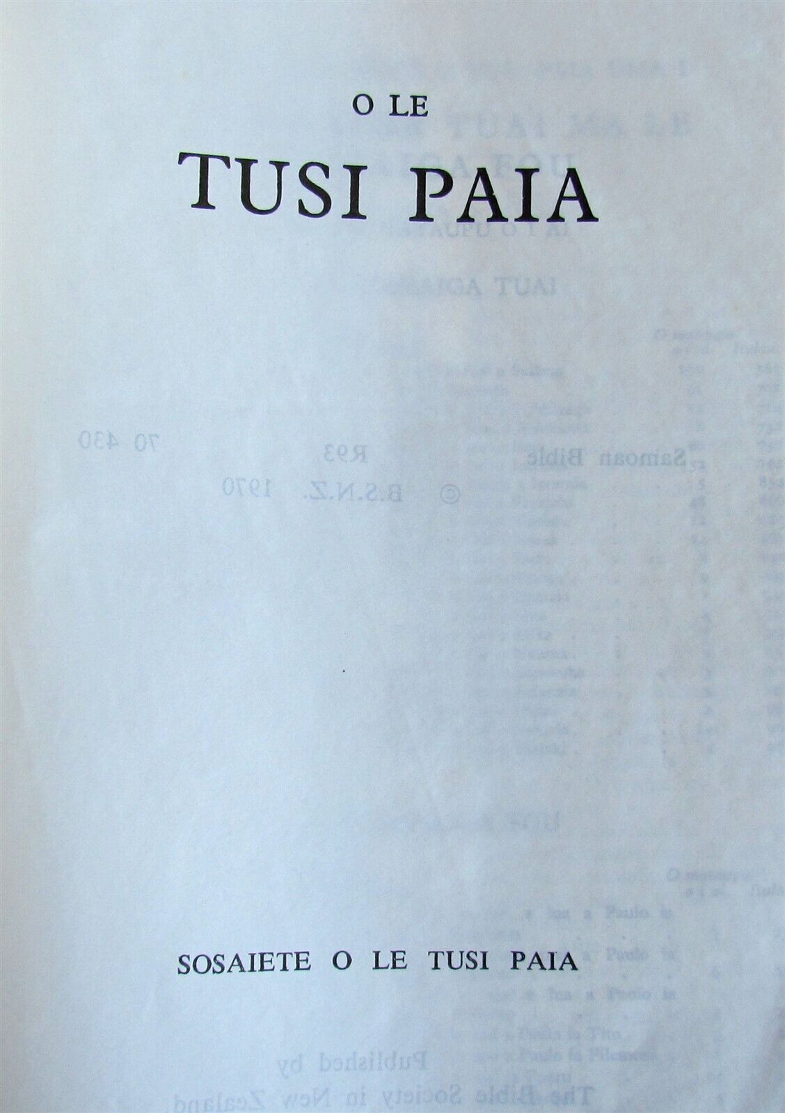 NEW ZEALAND SAMOAN BIBLE O LE TUSI PAIA vintage 1970 w/ MAPS Polynesian language