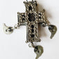 18th CENTURY GREEK ORTHODOX SILVER NECK CROSS antique icon w/ WOODEN INSERT rare