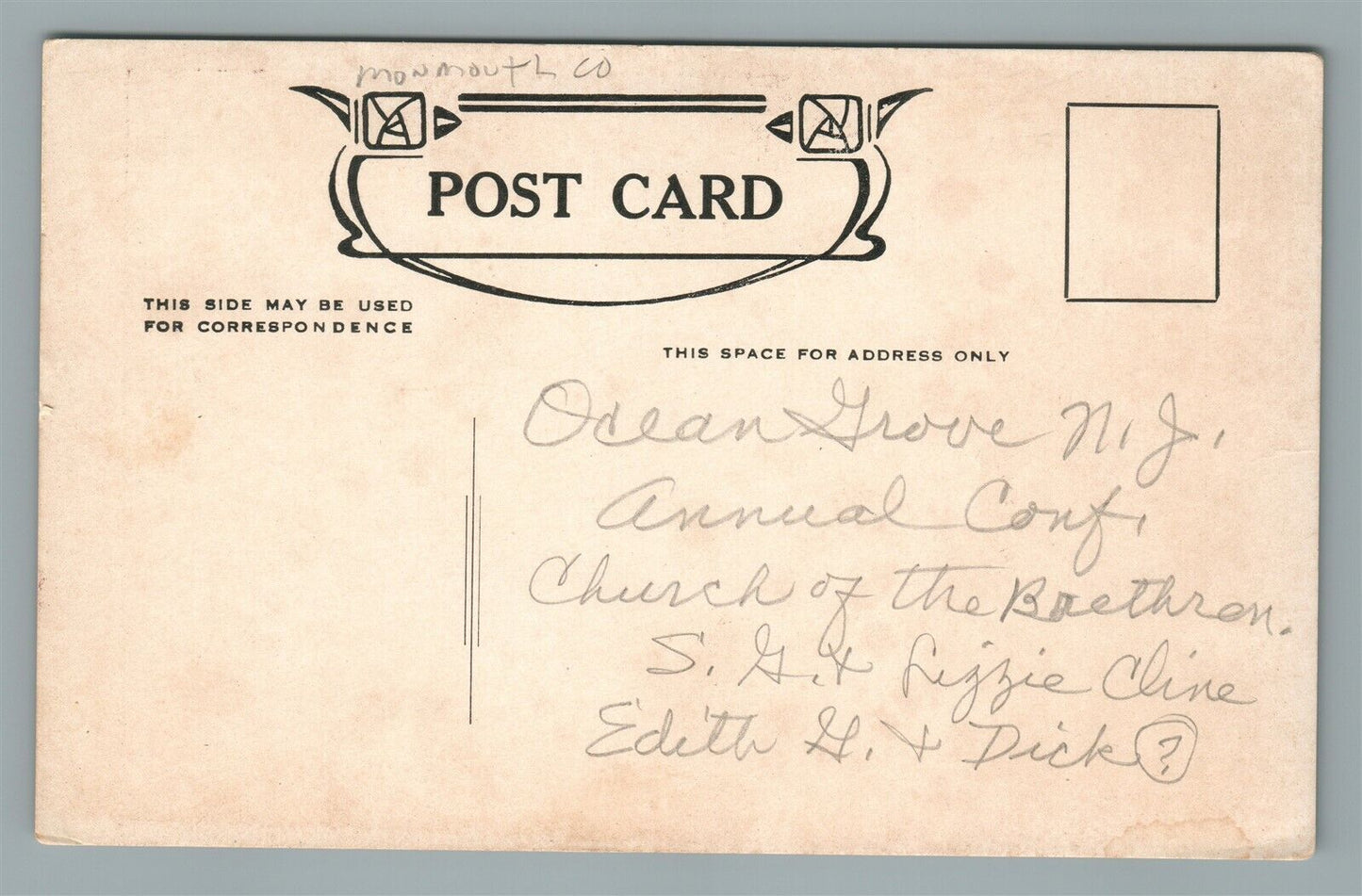 OCEAN GROVE NJ MAJESTIC HOTEL & CAFETERIA ANTIQUE POSTCARD